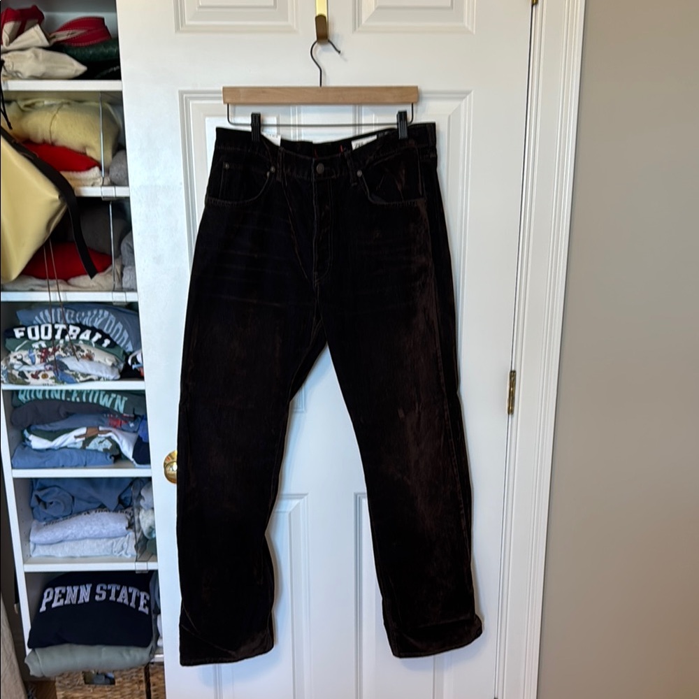 Zara Brown Straight Leg Jeans Classic Style - Velvet Coated